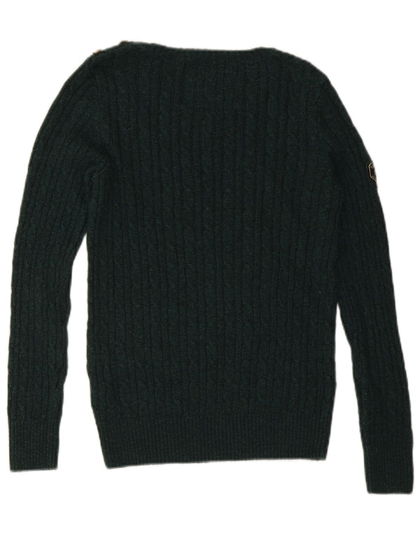 SUPERDRY Γυναικείο πουλόβερ με λαιμό σκάφος UK 10 Μικρό Πράσινο Ακρυλικό