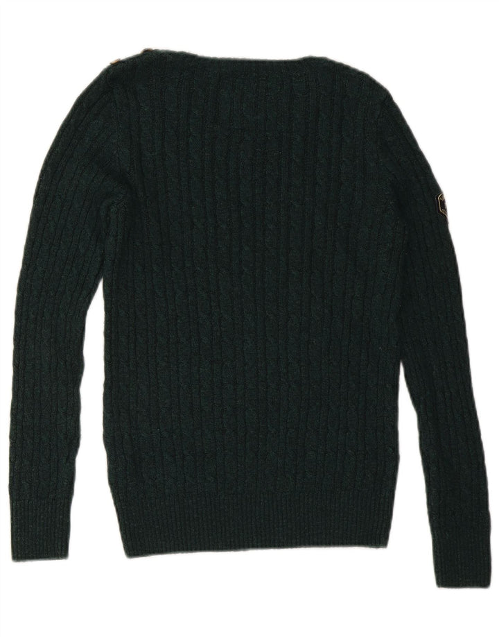 SUPERDRY Γυναικείο πουλόβερ με λαιμό σκάφος UK 10 Μικρό Πράσινο Ακρυλικό