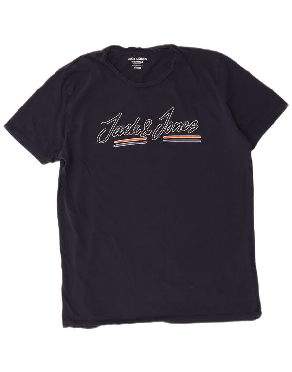 Jack & Jones Ανδρικό γραφικό T-Shirt Top XL Navy Blue Cotton