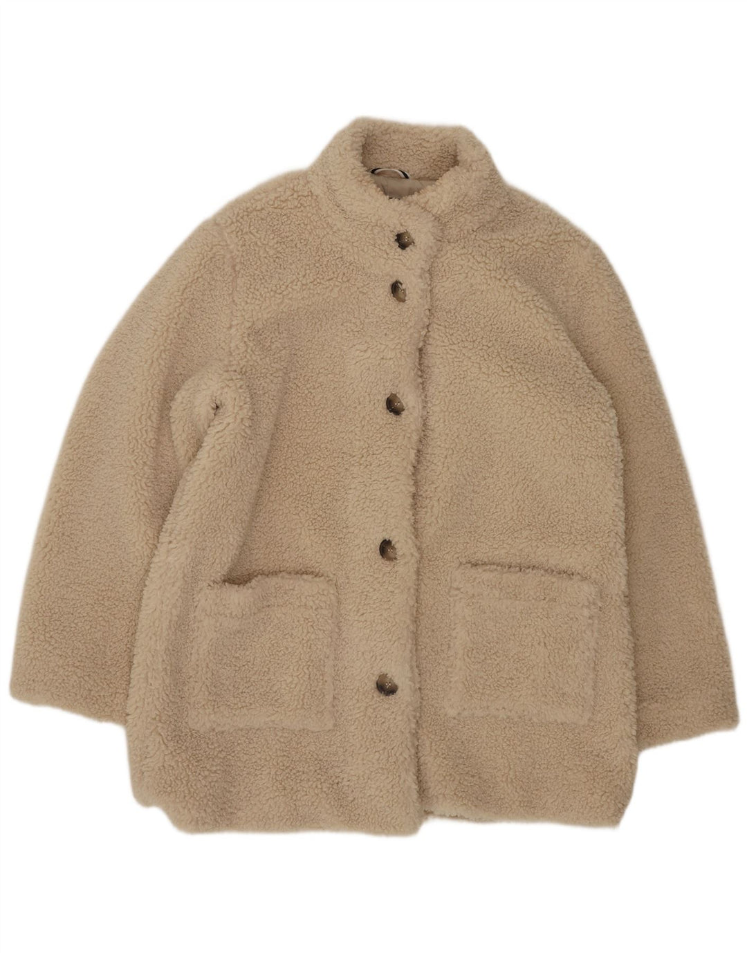 Crew Clothing Γυναικεία Teddy Bear Fleece Jacket UK 14 Large Beige Polyester