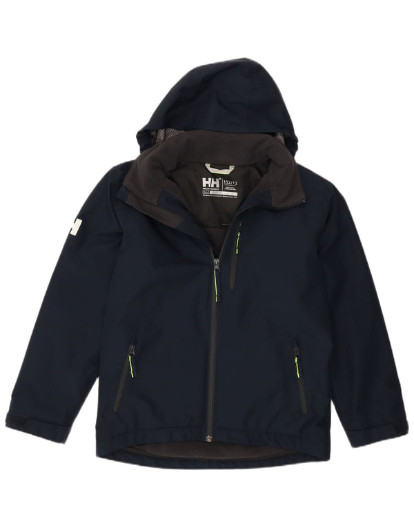 Helly Hansen Boys Graphic Hooded Windbreaker Jacket 11-12 Years Navy Blue
