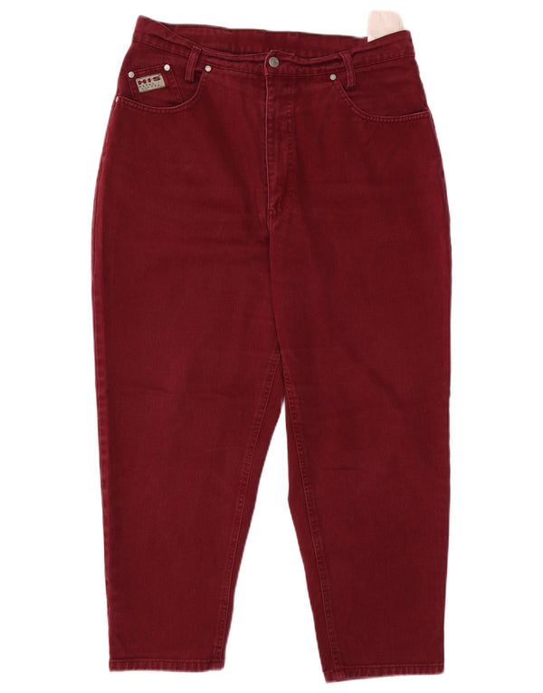 H.I.S Γυναικεία ψηλόμεση Crop Tapered jeans UK 20 2XL W34 L25 Burgundy