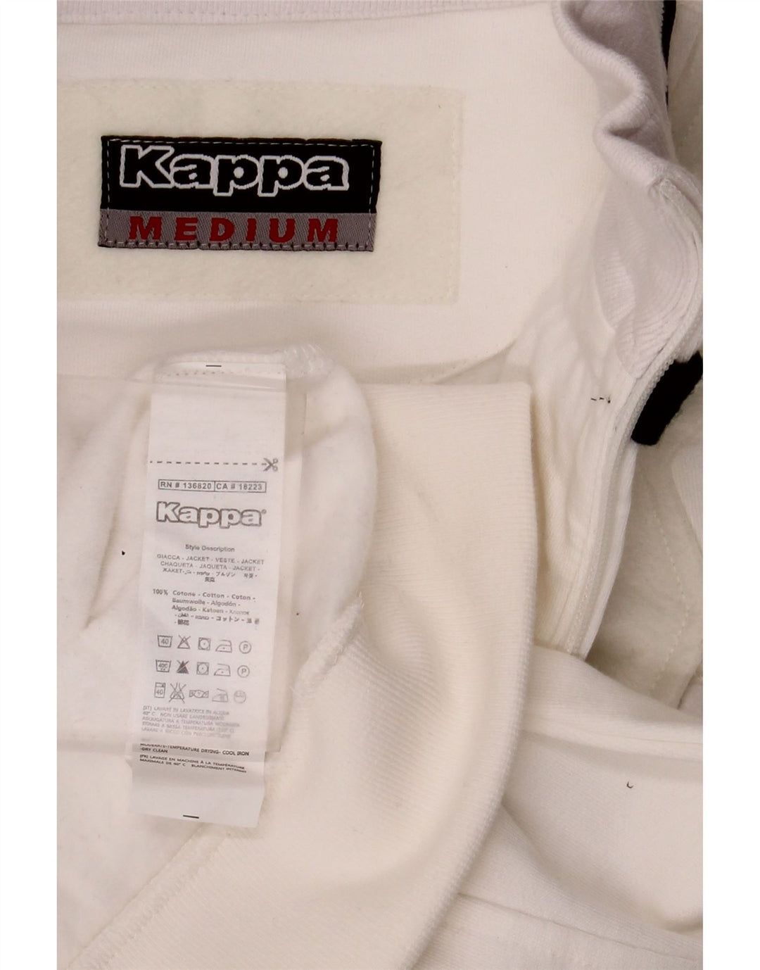 Kappa Γυναικεία αθλητική φόρμα Top Jacket UK 12 Medium White Cotton