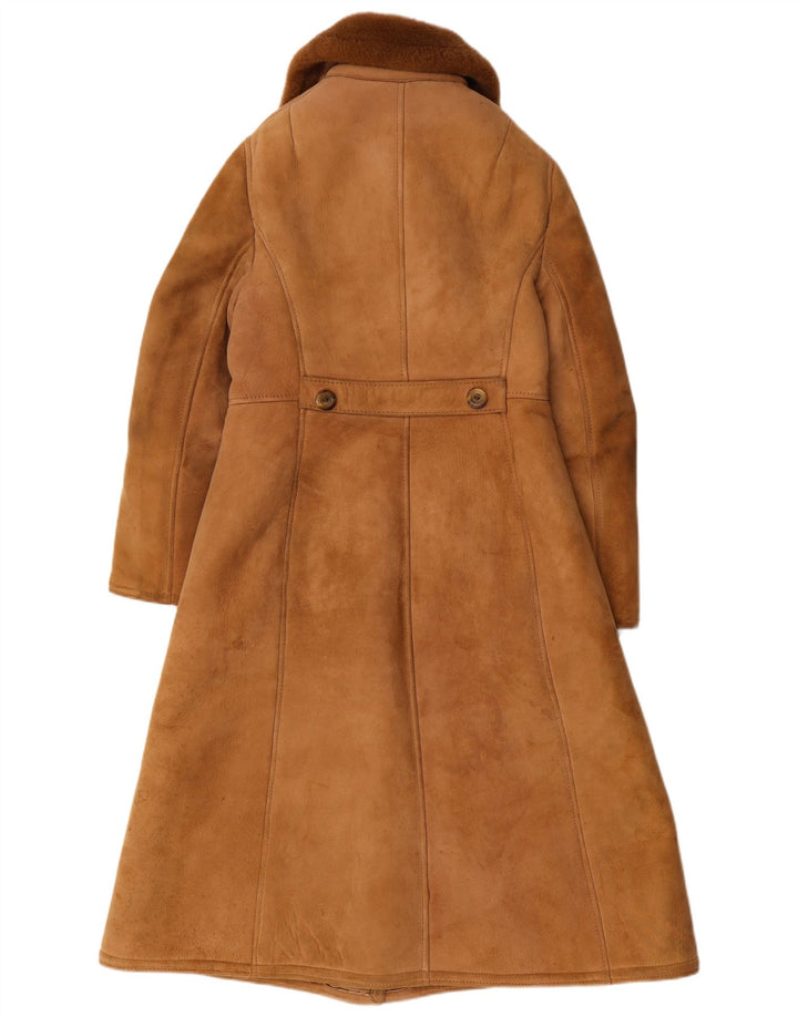 Julian Vard Γυναικείο Παλτό Shearling UK 12 Δερμάτινο μεσαίο καφέ