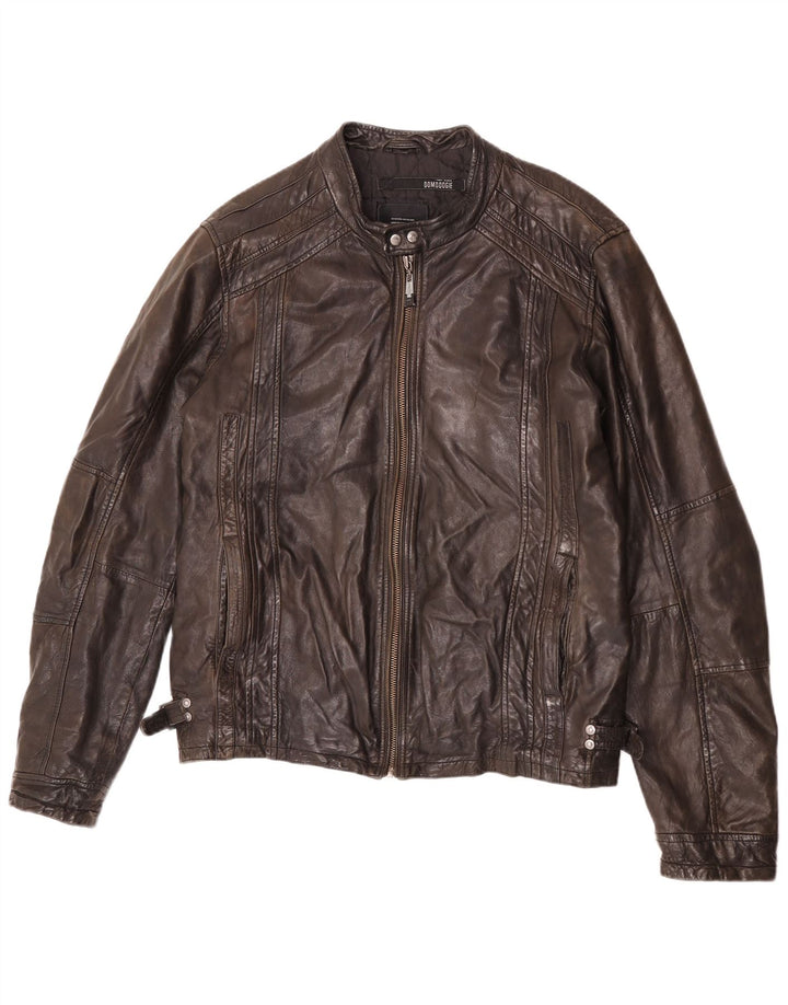 Bomboogie Ανδρικό Δερμάτινο Μπουφάν Racer UK 42 XL Καφέ Δερμάτινο
