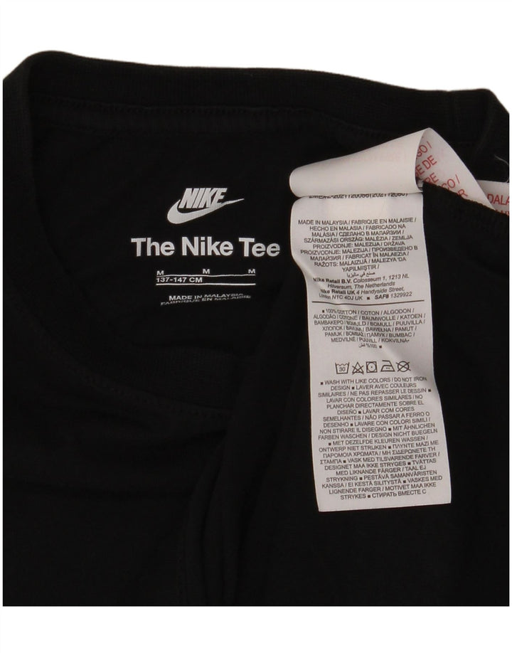 Γραφικό μπλουζάκι NIKE για αγόρια 10-11 ετών μεσαίο μαύρο βαμβακερό