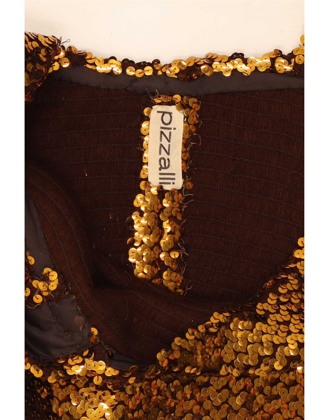 Vintage γυναικεία αμάνικη παγιέτα Crop Top UK 12 Medium Gold