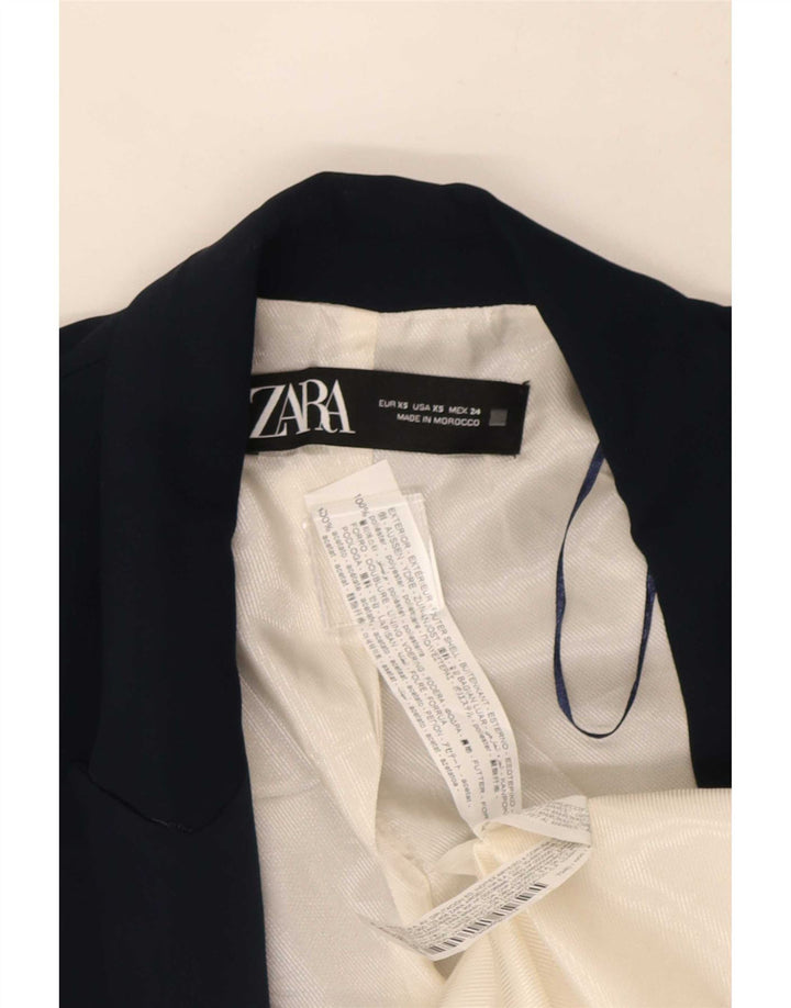 Zara Γυναικείο μπουφάν 3/4 με ανοιχτό μπλέιζερ UK 6 XS Navy Blue Polyester