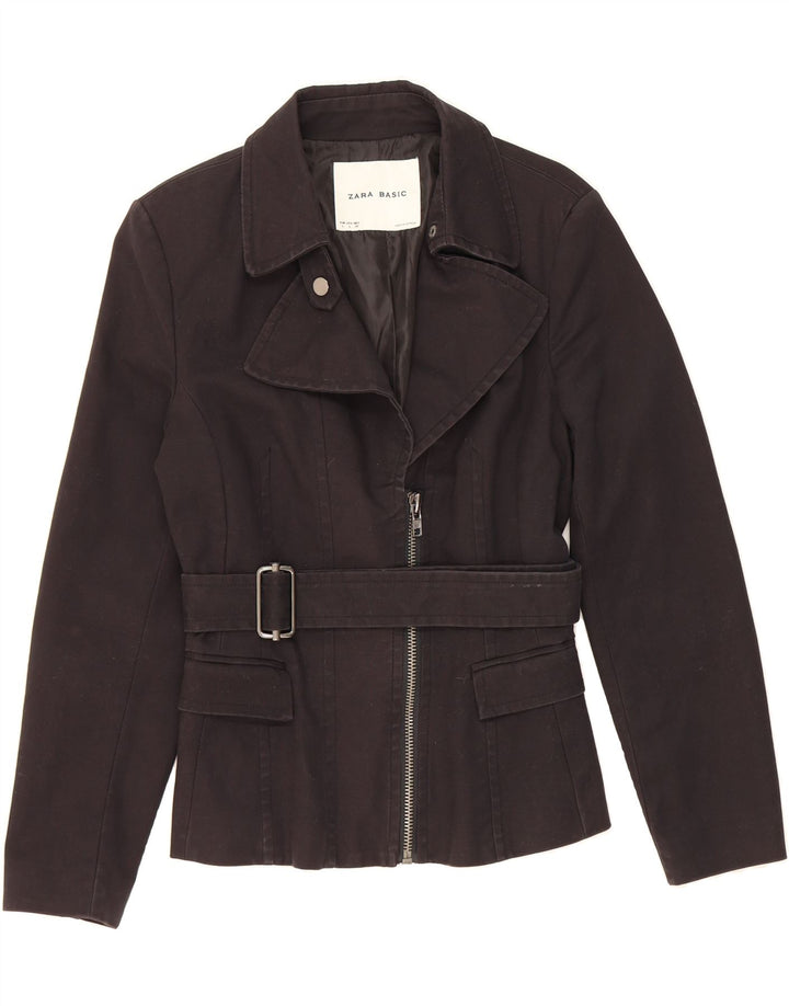 ZARA Womens Blazer Jacket UK 14 Large Black Cotton Vintage Zara and Second-Hand Zara from Messina Hembry 