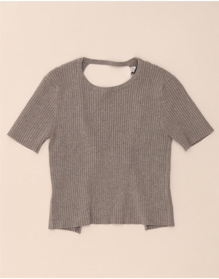Zara Γυναικεία Μπλούζα Crop Top UK 12 Medium Grey