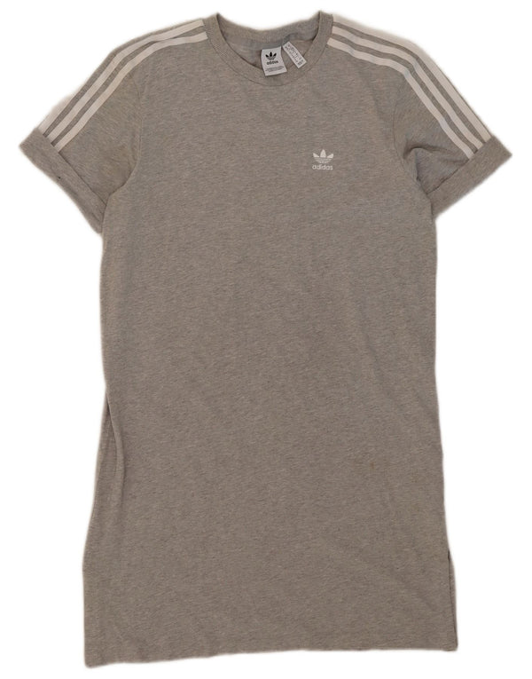 Adidas Γυναικείο T-Shirt φόρεμα UK 10 Small γκρι βαμβακερό