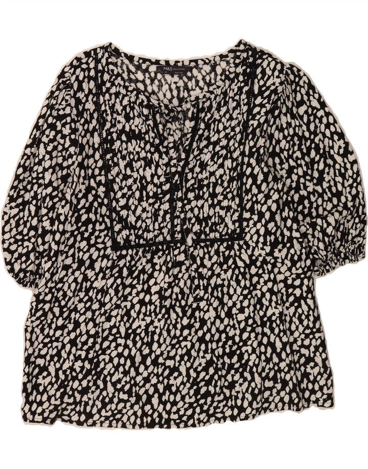 MARKS & SPENCER Womens Oversized Blouse Top UK 10 Small Black Animal Print Vintage Marks & Spencer and Second-Hand Marks & Spencer from Messina Hembry 