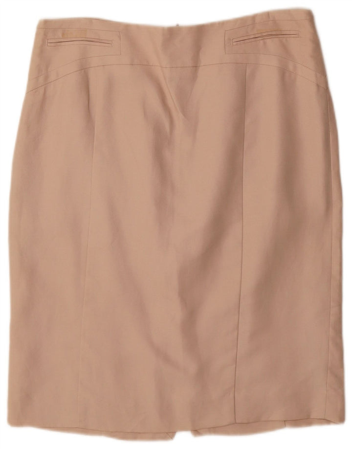 ZARA Γυναικεία Ψηλόμεση Pencil Φούστα XL W32 Beige Rayon