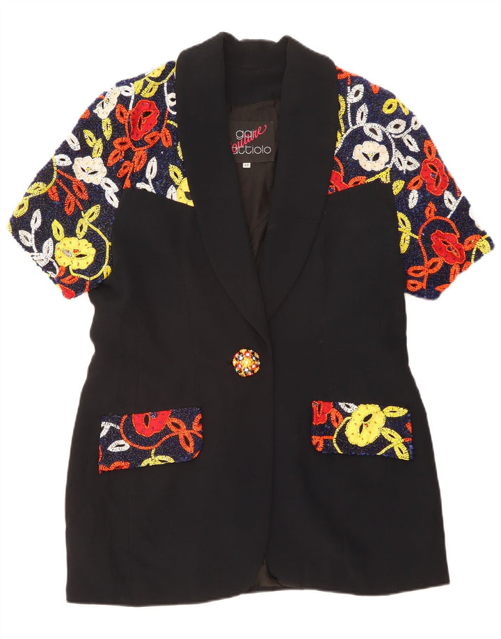 Gai Mattiolo Γυναικείο Μπουφάν Blazer 1 Κουμπί IT 48 XL Μαύρο Floral