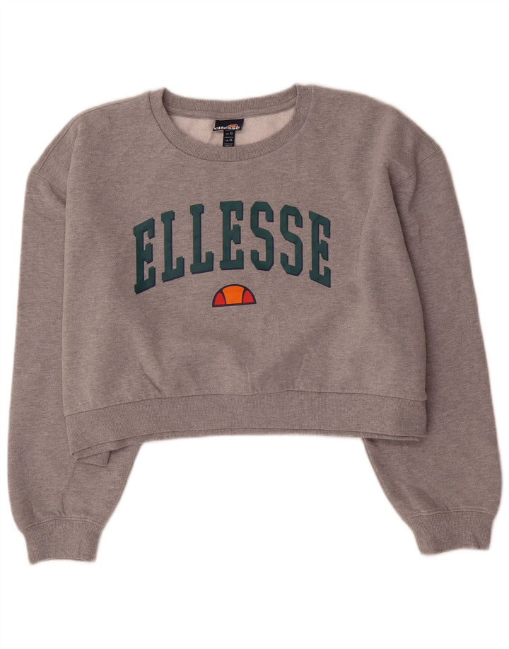 Ellesse Γυναικείο Γραφικό Φούτερ με γραφικό κροπ μεγάλου μεγέθους UK 14 Large Grey