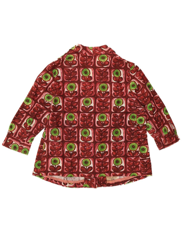 Vintage Womens 3/4 Sleeve Shirt Blouse UK 14 Medium Burgundy Floral Retro