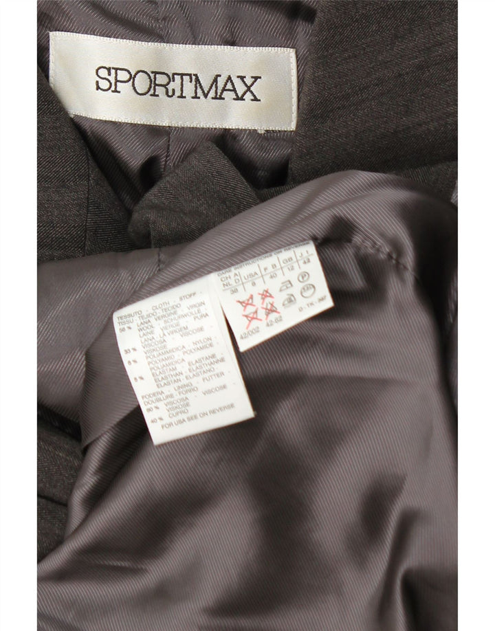 Sportmax Γυναικείο σακάκι Blazer με διπλό στήθος UK 12 μεσαίο γκρι ριγέ