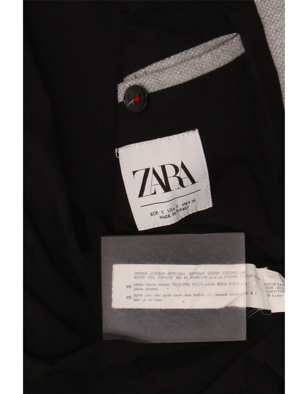 Zara Ανδρικό μπουφάν blazer 2 κουμπιών UK 36 Small Grey Polyester