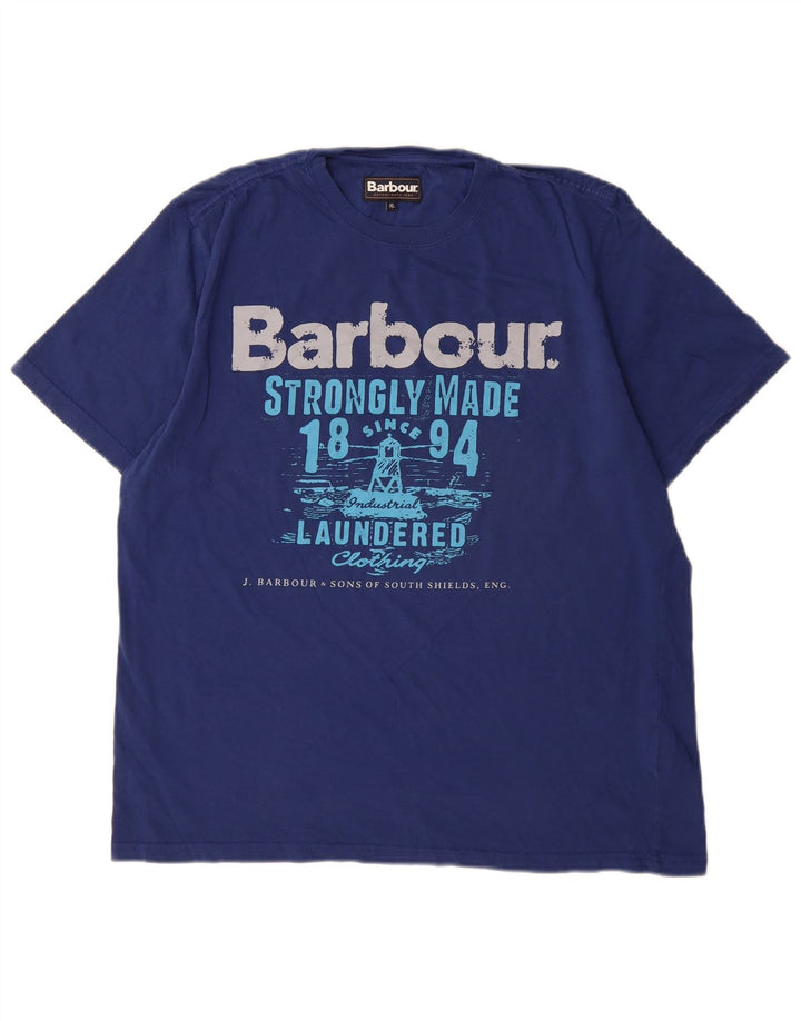 Ανδρικό γραφικό T-Shirt Barbour Top XL Navy Blue Cotton