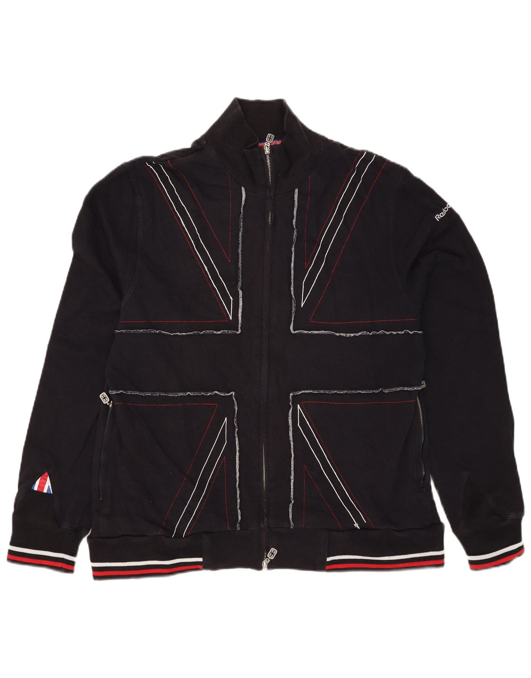 Ανδρική φόρμα Reebok Top Jacket XL Navy Blue ριγέ βαμβακερό