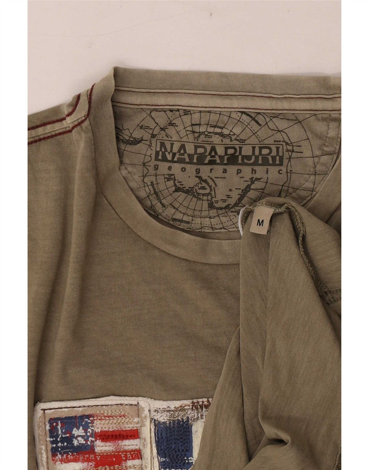 Ανδρικό Γεωγραφικό Γραφικό T-Shirt Napapijri Top Medium Khaki