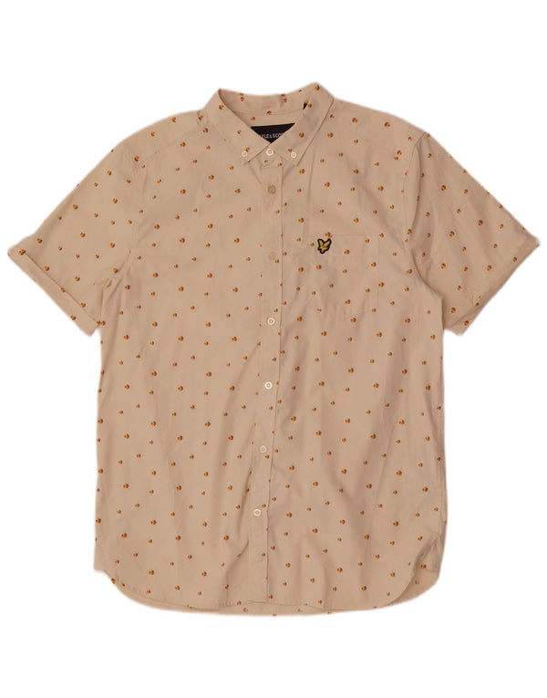 Lyle & Scott Ανδρικό κοντομάνικο πουκάμισο Μεγάλο μπεζ βαμβακερό στίγμα