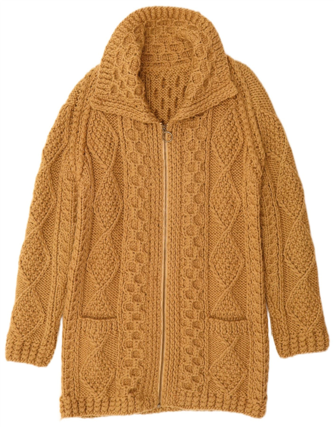 Vintage Γυναικείο Longline Cardigan πουλόβερ UK 12 Medium Beige