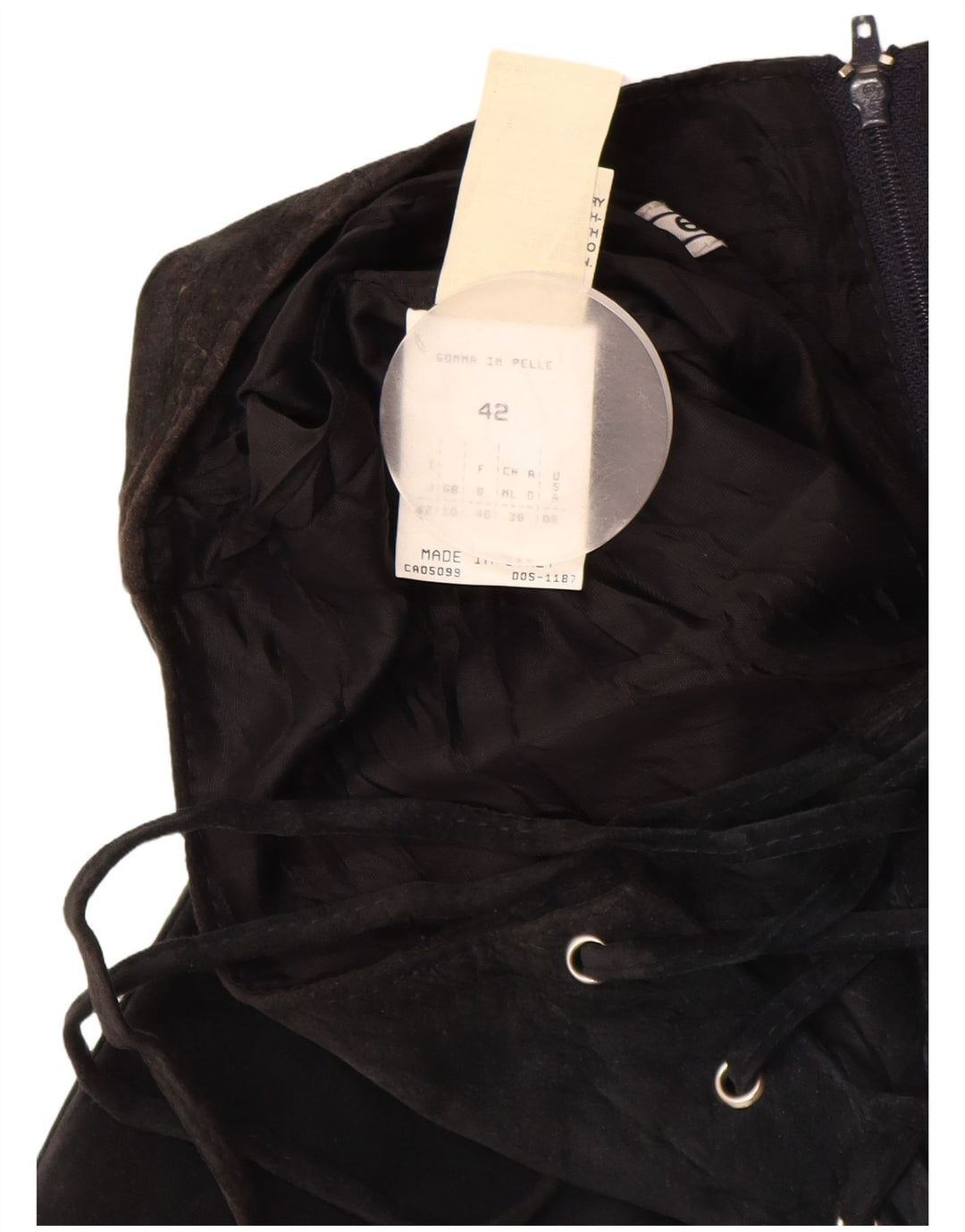 VINTAGE Γυναικεία Suede Maxi Φούστα UK 10 Small W26 Μαύρο Δερμάτινο