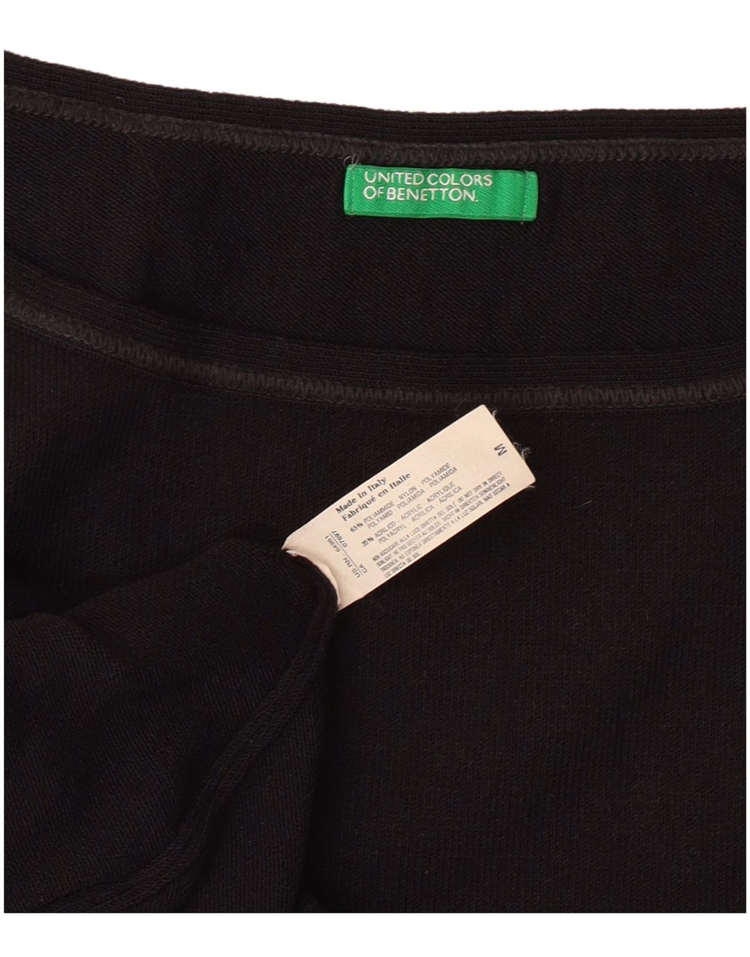 BENETTON Γυναικείο Crop Vest Top UK 12 Medium Black Polyamide