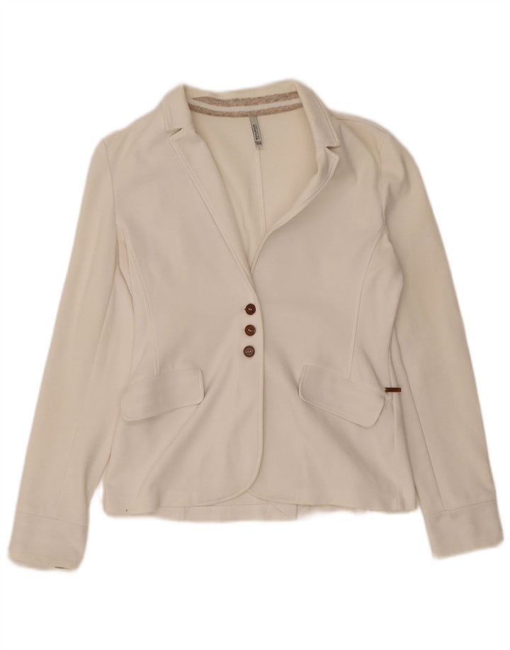 Woolrich Γυναικείο μπλέιζερ με 3 κουμπιά μπουφάν UK 10 μικρό λευκό βαμβακερό