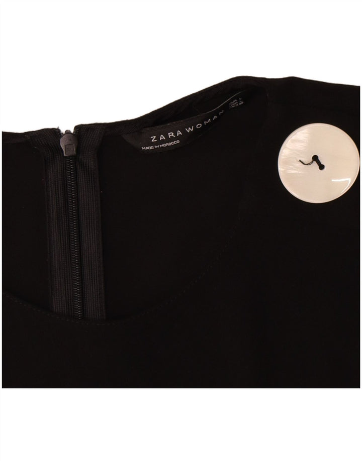 Zara Γυναικεία μπλούζα με 3/4 μανίκια Τοπ UK 16 Large Black Polyester