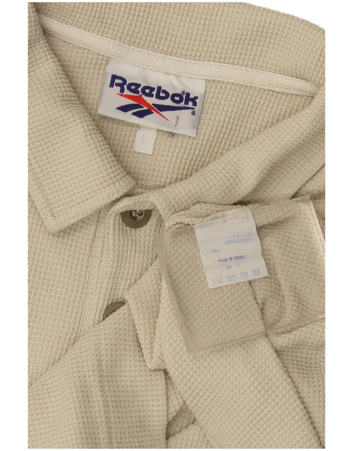 Ανδρικό πουκάμισο πόλο Reebok μεγάλο μπεζ βαμβακερό