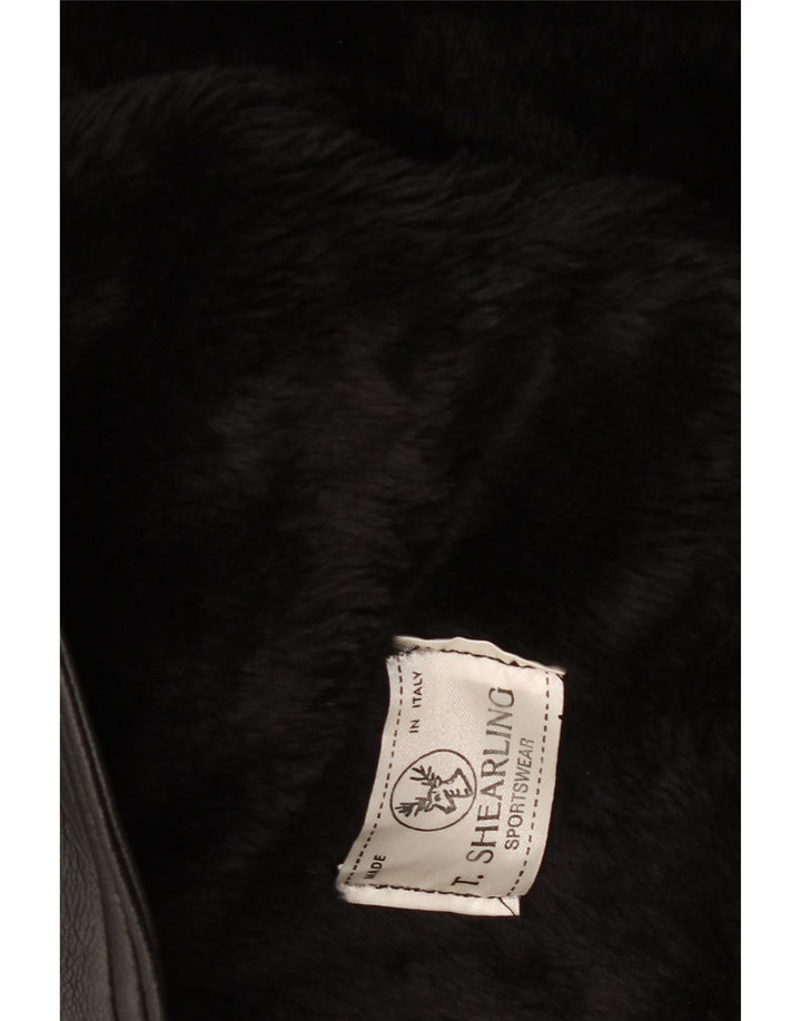 Vintage Ανδρικό Shearling Jacket IT 38 Medium Black Shearling