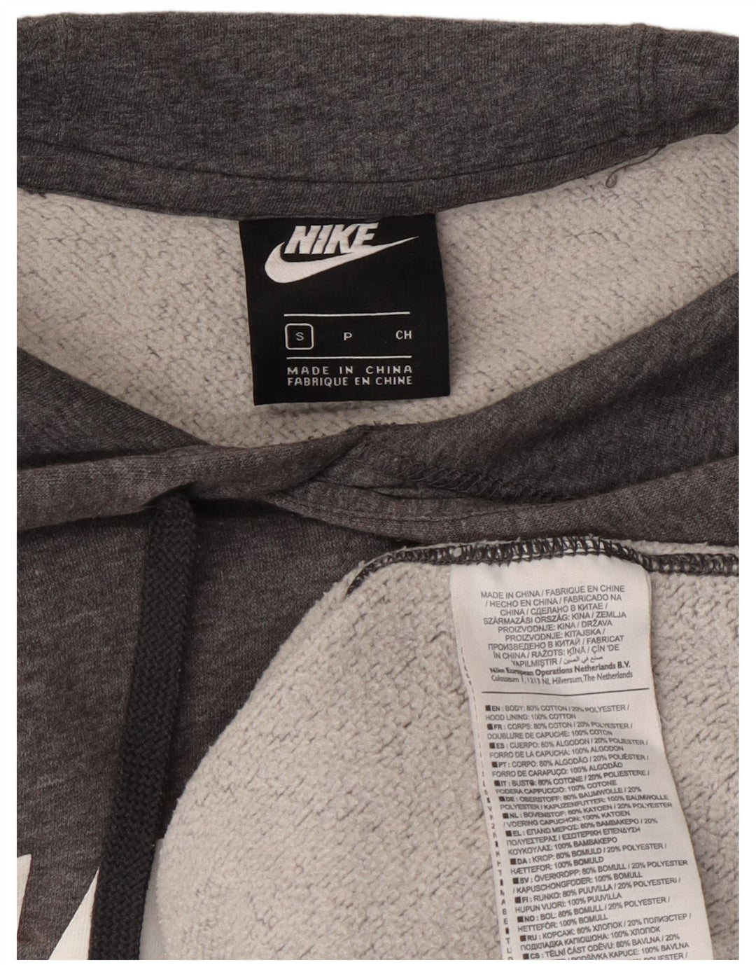 NIKE Mens Graphic Hoodie Jumper Small Grey Cotton