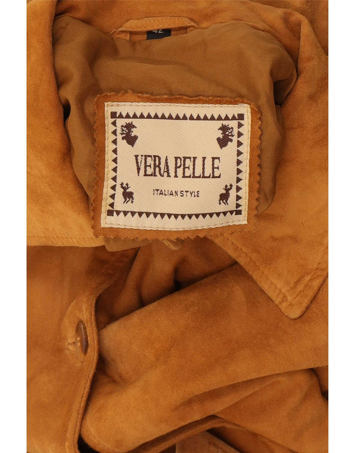 Vintage Γυναικείο Oversized Σουέντ Πανωφόρι IT 42 Medium Beige Leather