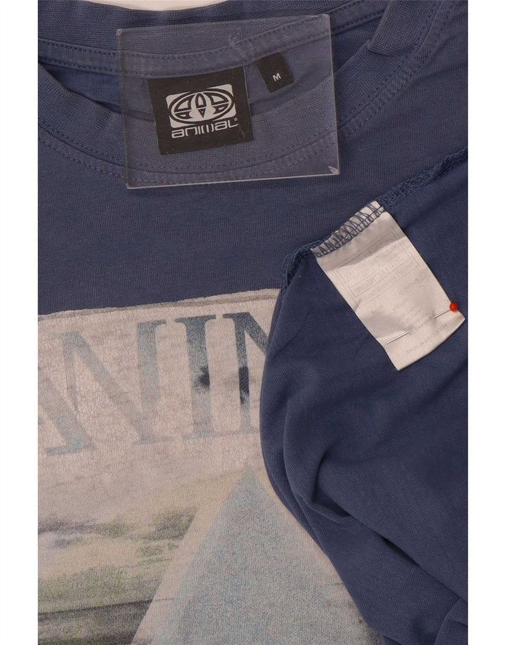 Ανδρικό γραφικό T-Shirt Animal Top από μεσαίο μπλε βαμβακερό