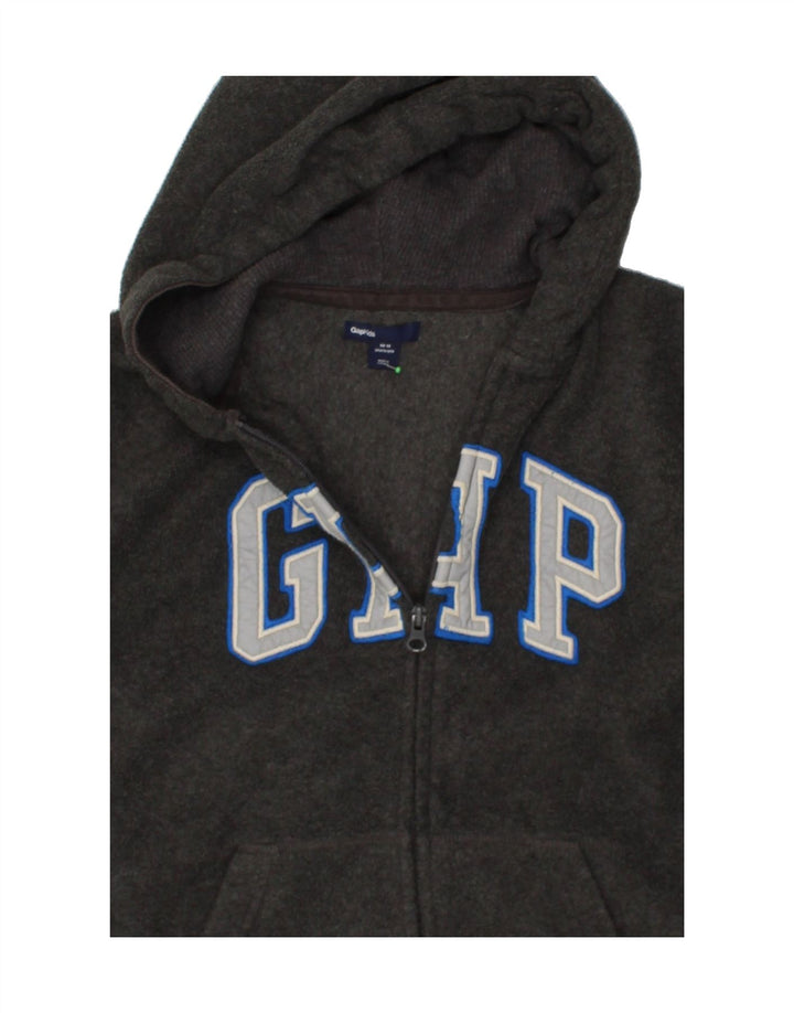 GAP Boys Graphic Zip Hoodie Sweater 10-11 Years Grey Polyester Vintage Gap and Second-Hand Gap from Messina Hembry 