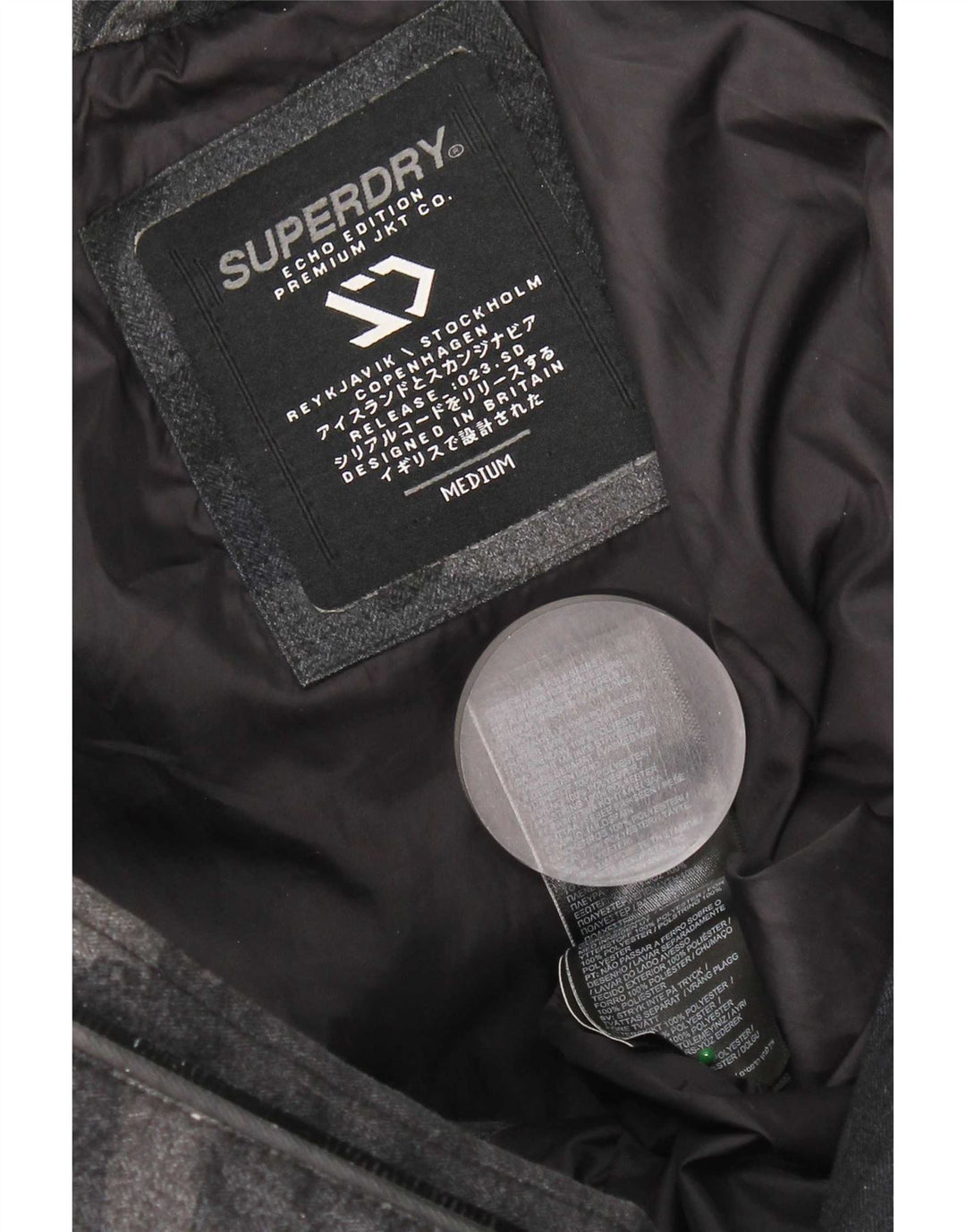 Superdry Ανδρικό μπουφάν με κουκούλα UK 38 Μεσαίο Μαύρο Καμουφλάζ Πολυεστέρας