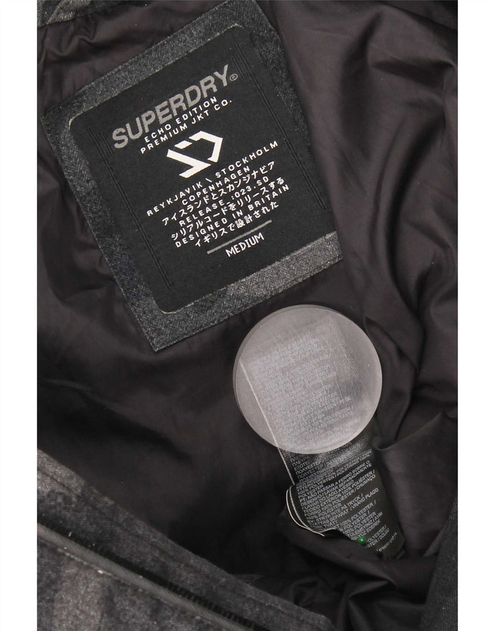 Superdry Ανδρικό μπουφάν με κουκούλα UK 38 Μεσαίο Μαύρο Καμουφλάζ Πολυεστέρας