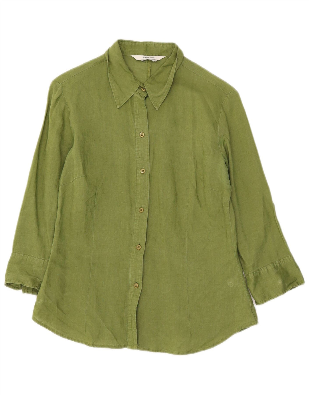 Zara Γυναικείο πουκάμισο 3/4 μανίκι UK 10 Small Green