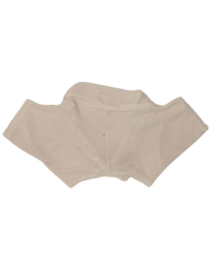Vintage γυναικεία μπροστινή γραβάτα Crop Top UK 20 2XL Λευκή βισκόζη