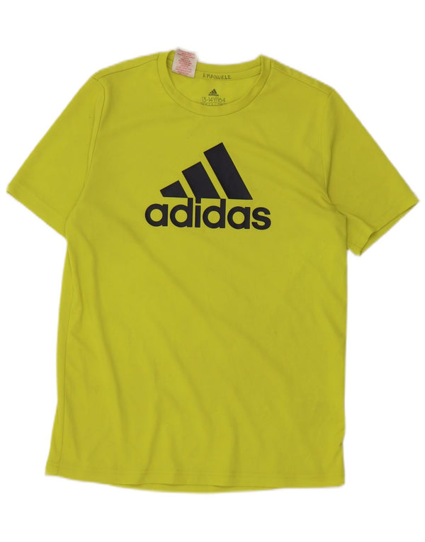 Adidas Boys Aeroready Graphic T-shirt Top 13-14 Years Yellow Polyester