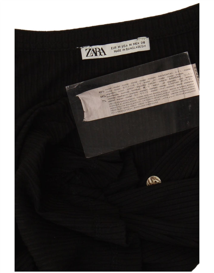 Zara γυναικείο τοπ μακρυμάνικο UK 12 Medium Black Modal