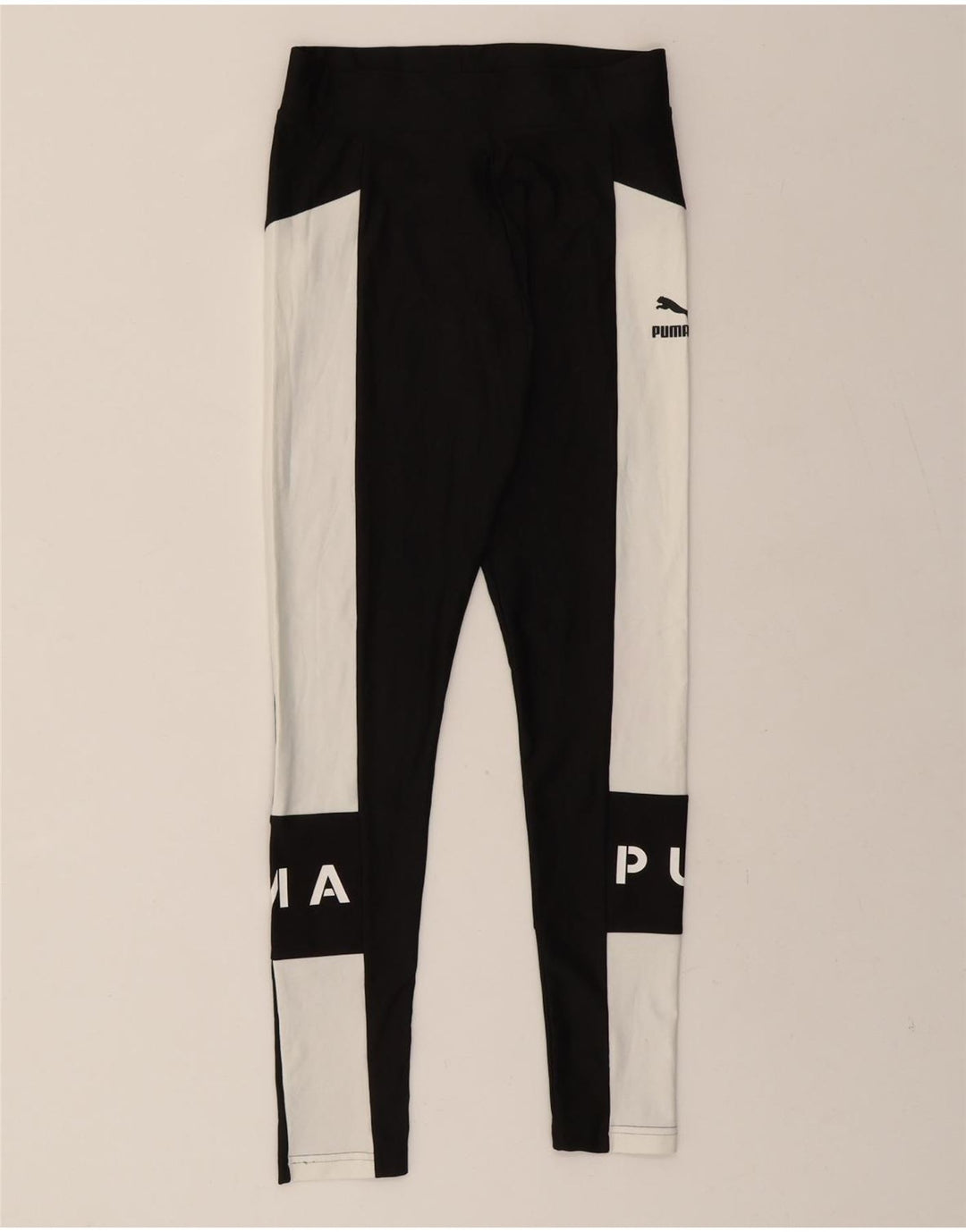 PUMA Womens Graphic Leggings UK 14 Medium  Black Colourblock Polyester Vintage Puma and Second-Hand Puma from Messina Hembry 