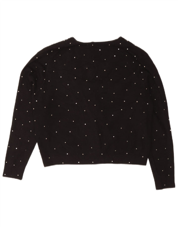Zara Γυναικείο Bolero Jumper UK 12 μεσαία μαύρη στίγματα βισκόζη