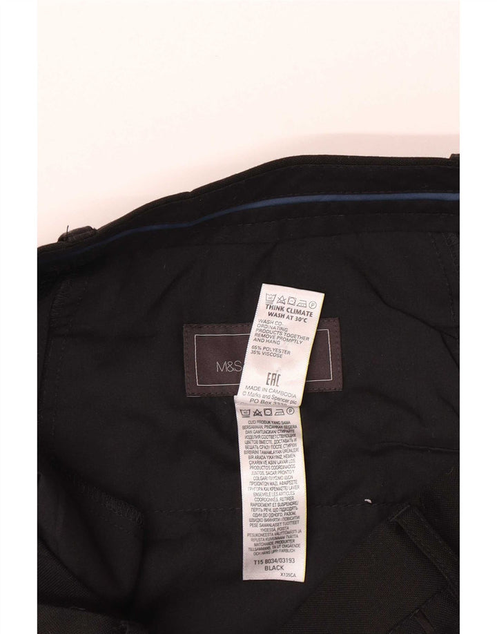 Marks & Spencer Ανδρικό παντελόνι με λεπτή εφαρμογή W34 L31 Μαύρο πολυεστέρα