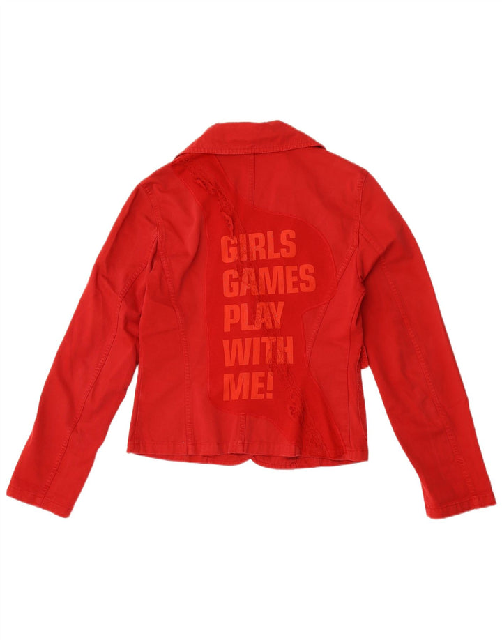 Γυναικείο Μπουφάν Benetton Graphic 1 Button Blazer IT 42 Μεσαίο κόκκινο βαμβακερό