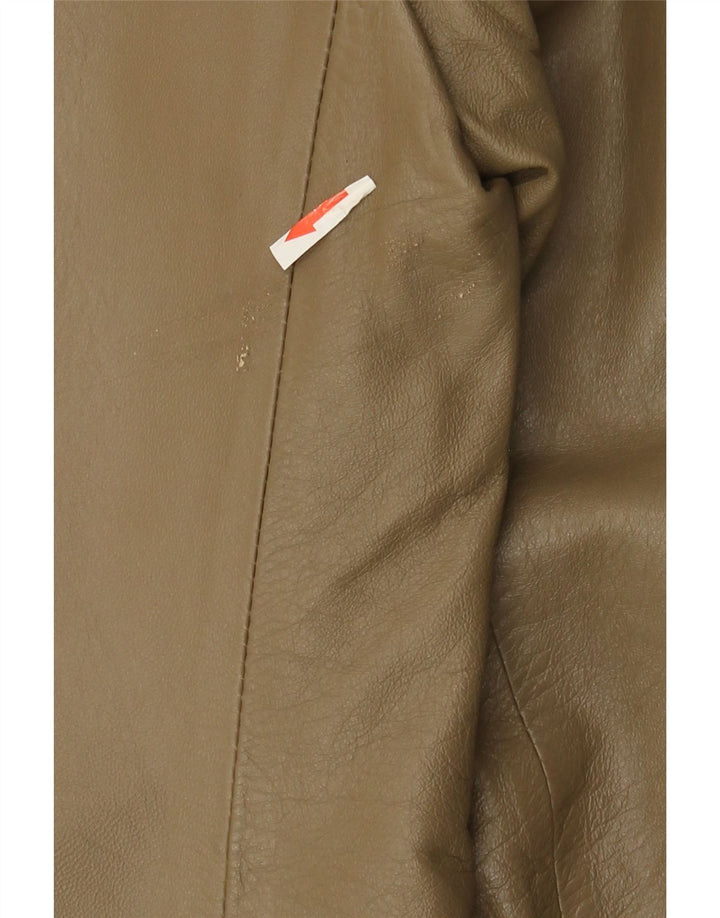 Vintage Γυναικείο Oversized Δερμάτινο Μπουφάν IT 38 XS Χακί Δερμάτινο