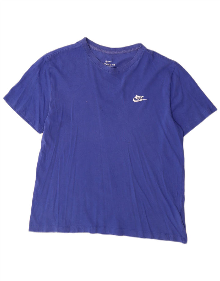 Γυναικείο T-Shirt Nike τοπ UK 16 μεγάλο μπλε βαμβακερό