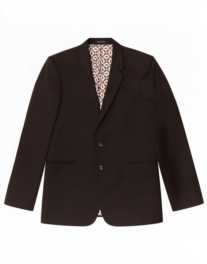 Ted Baker Ανδρικό σακάκι με 2 κουμπιά σακάκι UK 42 XL μαύρο μαλλί